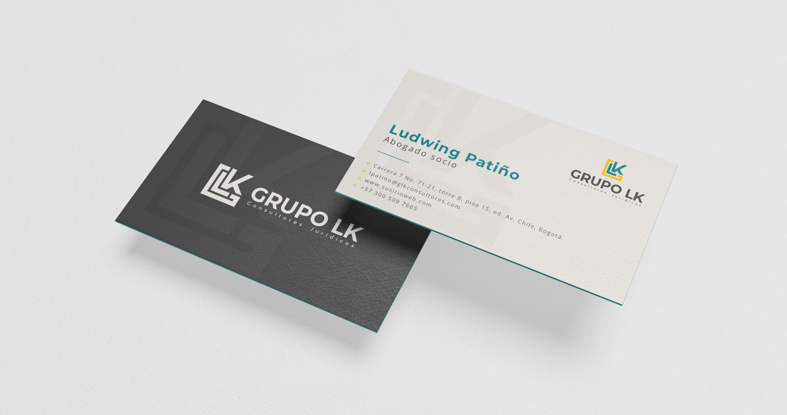 tarjeta de presentación grupo lk consultores jurídicos